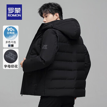 ROMON 罗蒙 羽绒服男女冬季2025防寒情侣短款加厚连帽外套