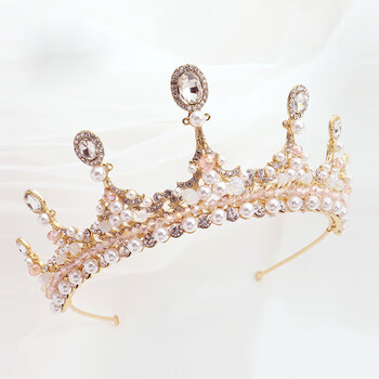 鸿颖儿童皇冠头饰公主女童王冠水晶大发箍粉色冰雪奇缘七夕情人节礼物