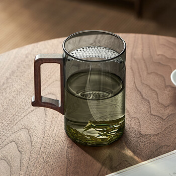 希诺茶杯玻璃杯男士个人专用茶水分离杯子水杯绿茶杯泡茶杯过滤月牙杯