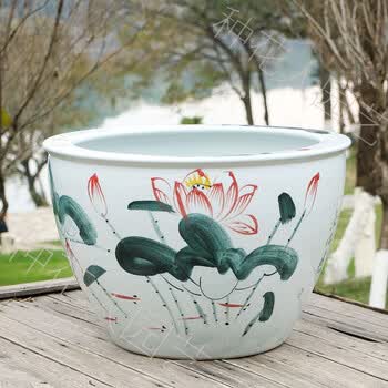 青花瓷花盆景德镇陶瓷青花瓷大花盆睡莲碗莲盆养荷花花盆水缸庭院种