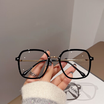 日cpinkofin素颜神器大脸眼镜方形无度数防蓝光平光亮黑色防蓝光