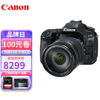 佳能（Canon） 佳能80D套机单机eos80d中端专业单反照相机 +18-135 USM中长焦镜头 标准套餐（32G卡+电池+相机包）