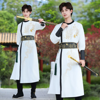 春刀锦衣卫飞鱼服全套明制汉服男装绣春刀侍卫 白色飞鱼服 腰封 护腕