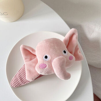 萌趣可爱大象发夹女洗脸敷面膜大号一字bb夹刘海发卡1 粉色大象 发夹