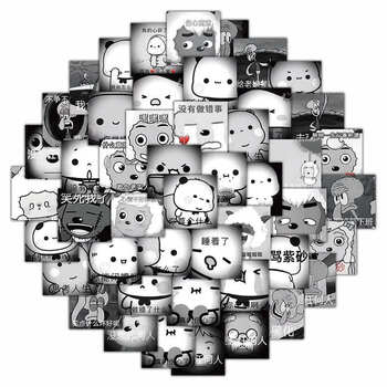 黑化表情包贴纸可爱搞笑混合二次元卡通动漫ins风黑白装饰贴画强 1张