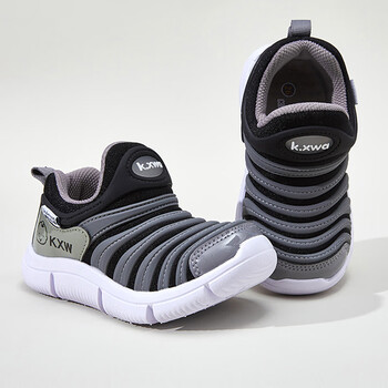 开心娃春季学步鞋毛毛虫童鞋男童女宝宝鞋防滑儿童软底运动鞋小童黑色