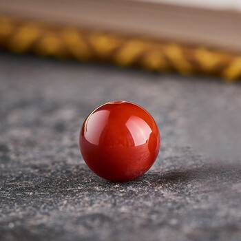 凉山南红散珠天然玛瑙圆珠子柿子红单颗手串隔珠佛珠星月菩提配件约