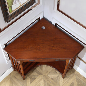 媿魅 阳台书桌转角电脑桌欧式木墙角桌飘窗拐角书桌美式小户型家用