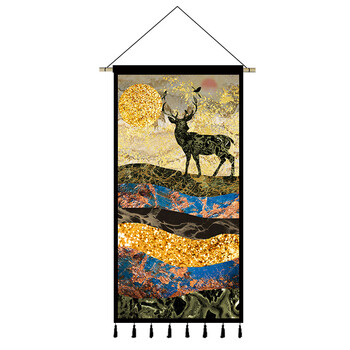 伊朗波斯挂毯北欧麋鹿ins背景布玄关挂布挂毯客厅卧室墙壁装饰挂布画