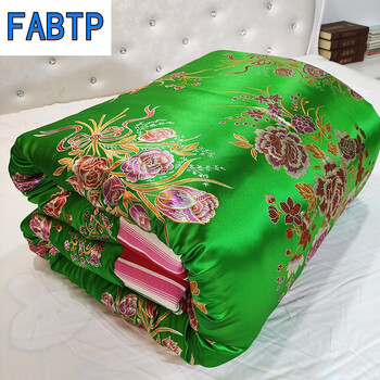 被套全棉被芯牡丹全花浅绿1号条纹200x230cm6斤棉被独立被芯可拆洗