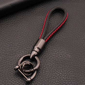 博紫适用于及安盾消防大气超纤皮质编织汽车钥匙扣挂件金属腰挂马蹄扣