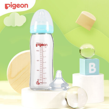 Pigeon 贝亲 婴儿玻璃奶瓶套装 婴儿奶瓶240ml+奶嘴