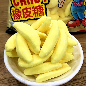口力香蕉形橡皮糖3斤软糖qq糖沙黄香蕉橡皮糖零食糖果原包装3斤