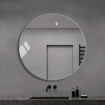 浴室镜子圆形免打孔壁挂镜无框卫生间洗手间化妆镜壁挂卫浴圆镜5mm