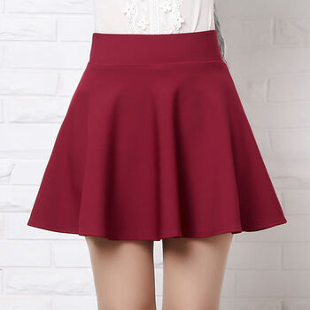 jk短裙百褶裙纯欲风半身裙韩版腰女荷叶边半身裙伞裙a字酒红s7080斤