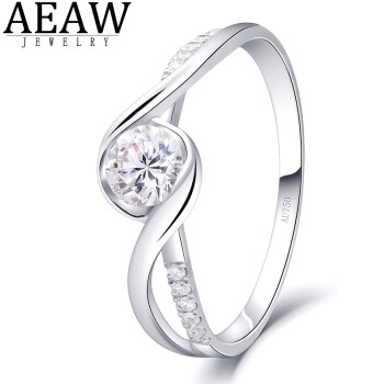 AEAW Jewelry18K金镶人工培育钻石戒指人造钻D色VS1净度送女朋友生日礼物 IGI/50分/D/VVS2/3EX