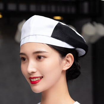 酒店厨房透气厨师帽薄款帽子贝雷帽咖啡店汉堡店服务员工作前进帽四季