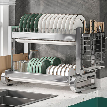 美厨物语304不锈钢厨房碗碟置物架沥水碗架碗筷收纳刀筷子筒砧板用具置物