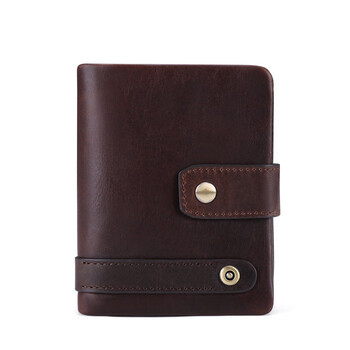 酷奇袋鼠男士短款钱包今年流行新款复古多卡位皮夹防盗刷商务真皮卡包