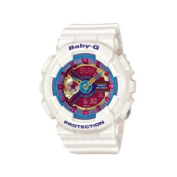 casiobabyg系列潮流时尚撞色绚彩防水双显石英机芯女表彩虹色表盘