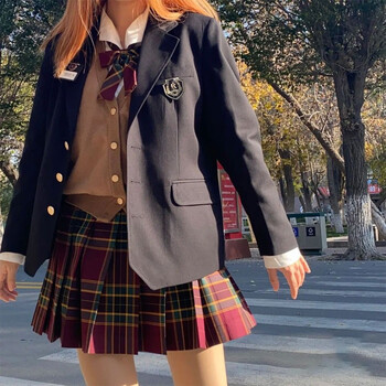 jk制服深夜幻境成品格山楂树制服裙格裙套装学生学院风日系 外套 格裙