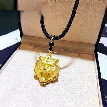 爱帛哆足金虎头黄金吊坠男士真金老虎转运珠520情人节礼物送女友 约4.