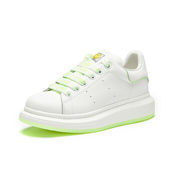 smiley笑脸小白鞋2022夏平底厚底百搭运动休闲板鞋情侣款白色女款35