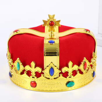皇冠帽子王冠话剧舞台表演道具王子节日儿童舞会生日 国王皇冠帽 红色