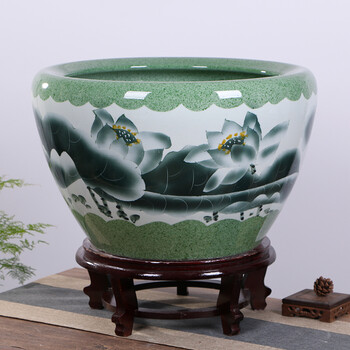 兆族 新中式景德镇鱼缸鱼盆陶瓷养鱼盆大号睡莲荷花缸家用锦鲤乌龟缸