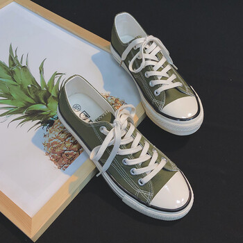 kwtbsp框·威低帮帆布鞋男橄榄绿韩版情侣板鞋学生百搭休闲鞋 橄榄绿