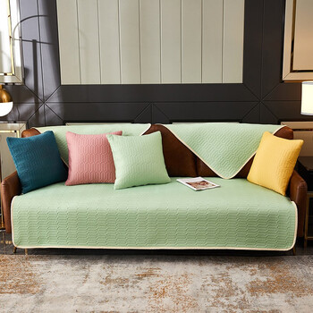 柔软透气组合沙发坐垫靠背巾盖布罩巾 凉感丝 乳胶(柠檬绿) 90*160cm