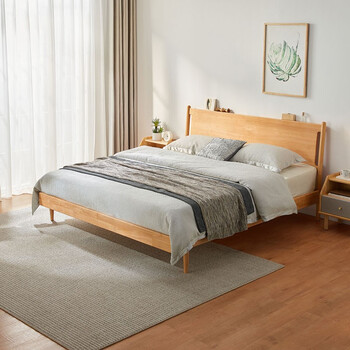 林氏家居 原林氏木业 欧式实木床双人床主卧现代简约床卧室床架原木