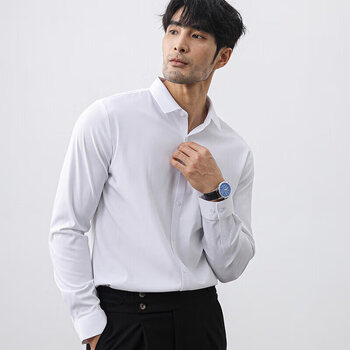凡客诚品vancl夏季男士黑色衬衫免烫抗皱正装休闲白色衬衣男感白色m