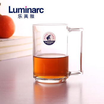 办公茶杯带把钢化玻璃杯透明耐热喝水杯子牛奶杯啤酒杯能量把杯450ml