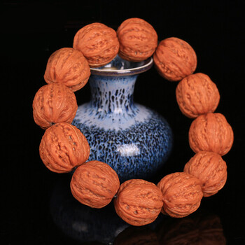 【桃花诺】野生精品文玩火焰纹核桃手串秋子磨盘桩把玩核桃龙鳞纹