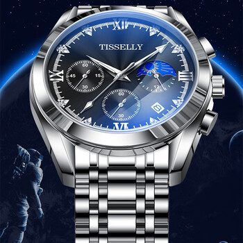 trsoye瑞士品牌手表诺曼底商务男表多功能三眼6针秒表计时夜光防水