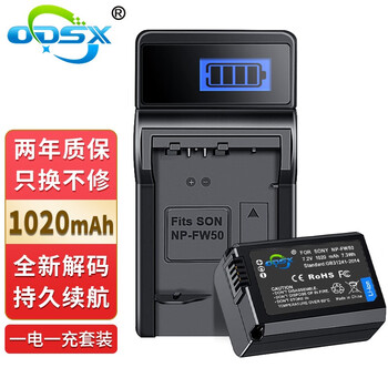 奥德盛（ODSX） 索尼NEX-3N  F3 A33 C3 摄像机NP-FW50 电池 USB充电器 一电一充 （U充带电量显示） NEX-C3