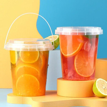 古月天呈 霸王桶水果茶奶茶杯一次性1000ml大容量网红手提奶茶桶装