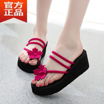 恋业女式高跟厚底拖鞋沙滩防滑人字拖鞋女夏季时尚外穿夹脚学生凉拖鞋