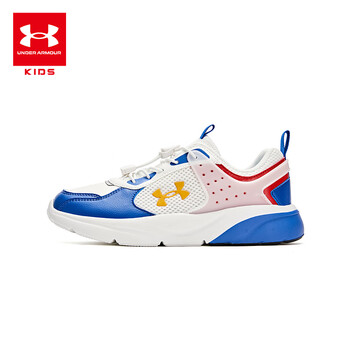 安德玛(Under Armour)男女童跑步鞋休闲运动鞋秋冬耐磨闪穿跑鞋2441303 白/蓝 36码