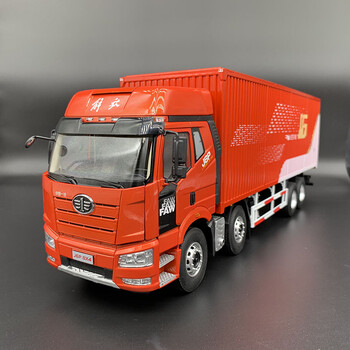 原厂解放j6p箱货厢式货车8x4卡车1:24合金仿真汽车模型运输卡车 红色