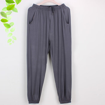 昭麓防蚊裤男大人夏天长裤中老年休闲裤宽松束脚冰丝爷爷灯笼裤莫代尔