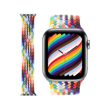 巴鲁斯 iwatch表带苹果手表彩虹编织女款applewatch6/5/4/3万人迷