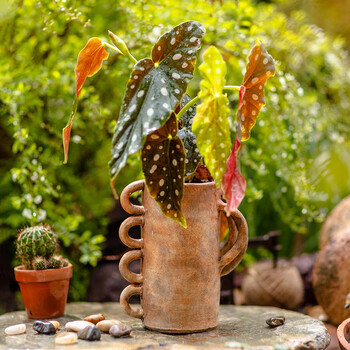 掬涵希腊红陶花盆花器干花艺术花瓶侘寂风别墅民宿摆件工艺饰品b款
