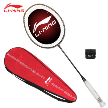 李宁（LI-NING）3D立体风刃中高端羽毛球拍 风刃600 速度型 灰金 单拍(已穿线)