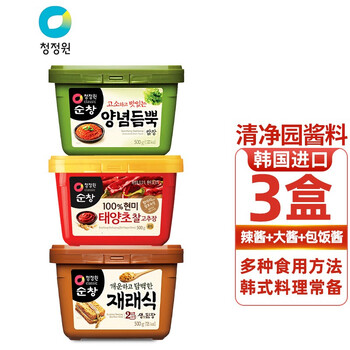韩国进口清净园辣椒酱传统大酱组合拌饭大酱汤菜包饭500g 3盒 图片价格品牌报价 京东