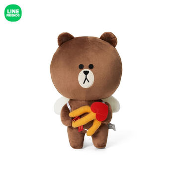 line friends brown丘比特站立公仔 爱心坐姿玩偶抱枕 情侣礼物