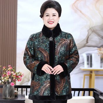 娴美初中老年冬装大衣200斤大码胖妈妈毛呢外套女加肥加大特体绿色7xl