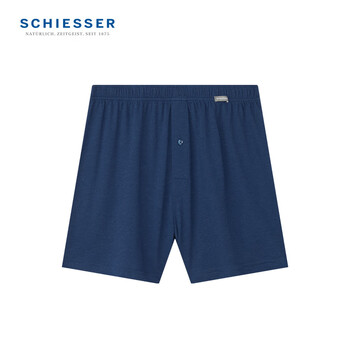舒雅（Schiesser）父亲节男士棉汉麻透气阿罗裤家居短裤睡裤E9/24453X 蓝色 L