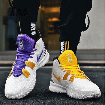篮球鞋电影黑白主题5代外星人湖人鸳鸯气垫实战球鞋 欧文7湖人鸳鸯 36